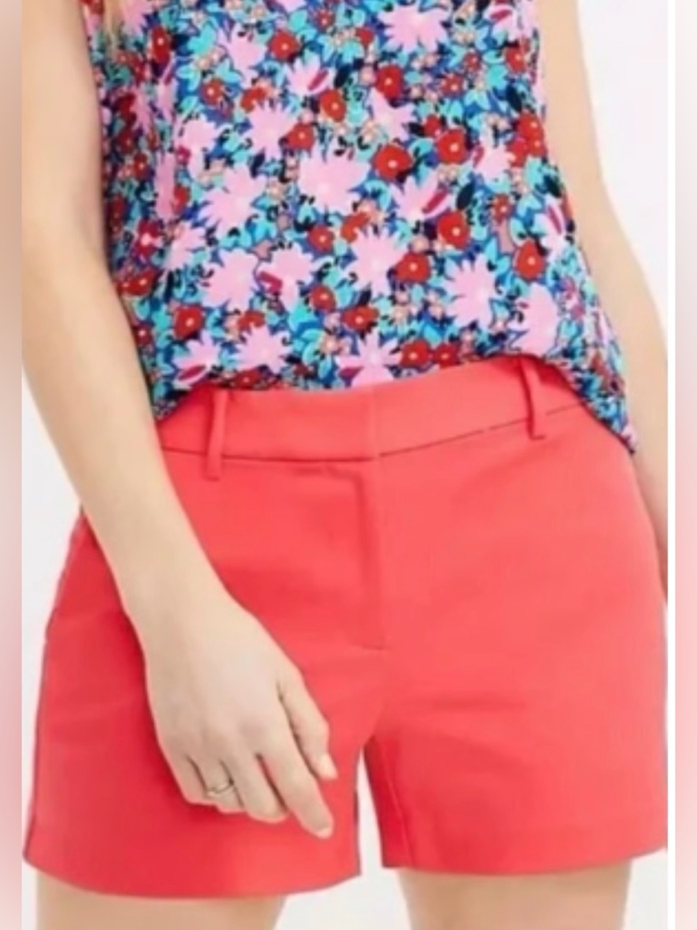Loft Light Coral Casual Cotton Shorts